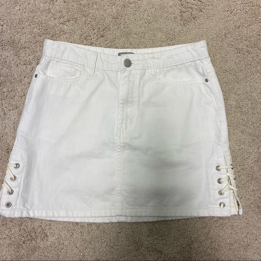 White Jean Mini Skirt